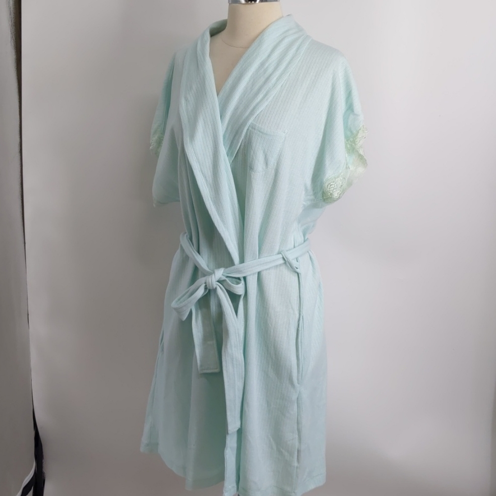 Cypress blue short-sleeve belted robe-sz XL